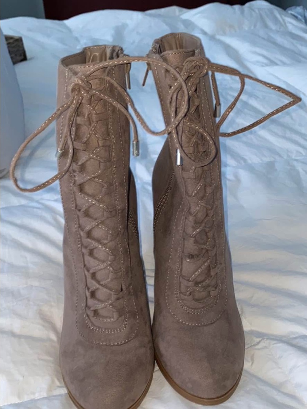 Carlos Santana Women's Taupe Lace-Up Ankle Boots - worn once!